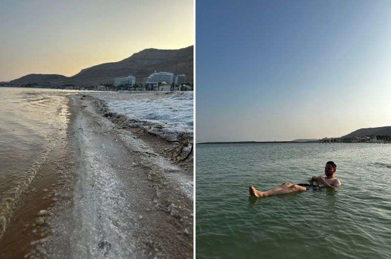 Swimming in the Dead Sea in Israel