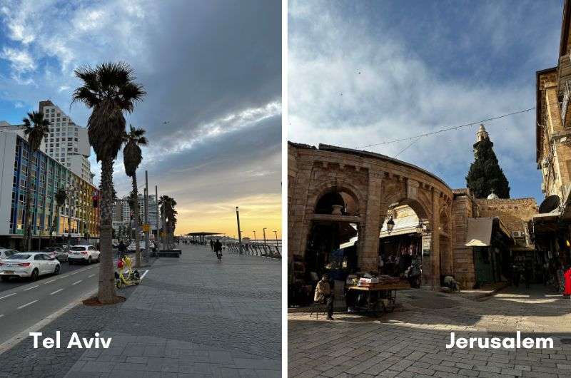 Tel Aviv and Jerusalem in Israel
