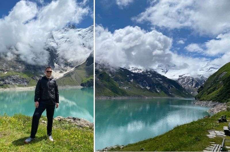 A tourist near Königssee lake in Bavaria, Germany