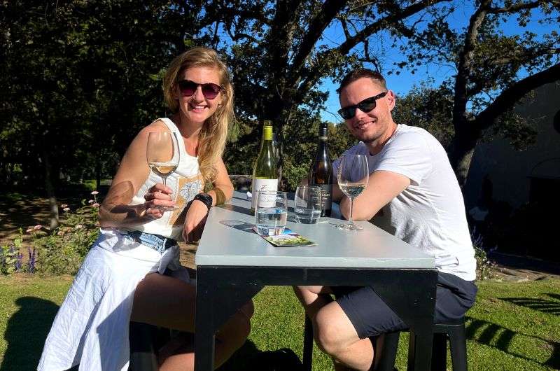 Drinking wine in Stellenbosch, South Africa