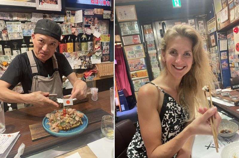 Eating at a restaurant in Japan