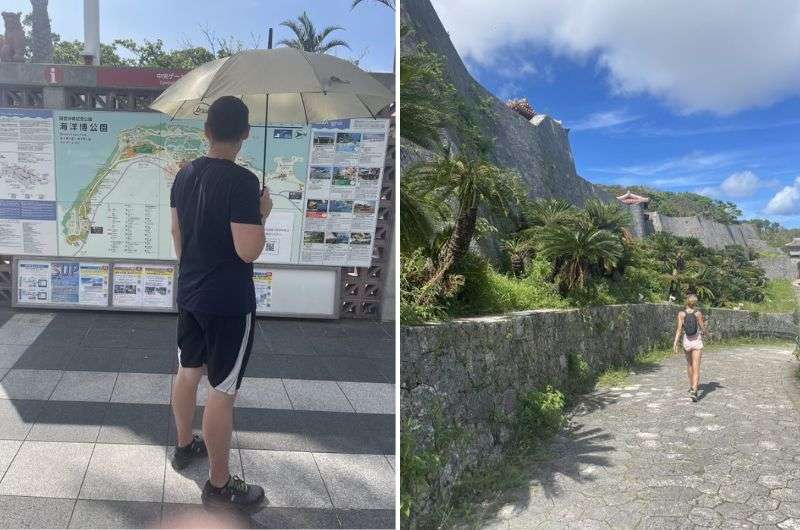 Tourists exploring Okinawa, Japan