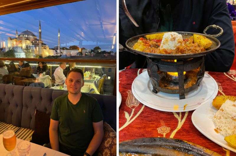 Eating in a restaurant in Istanbul, Turkey