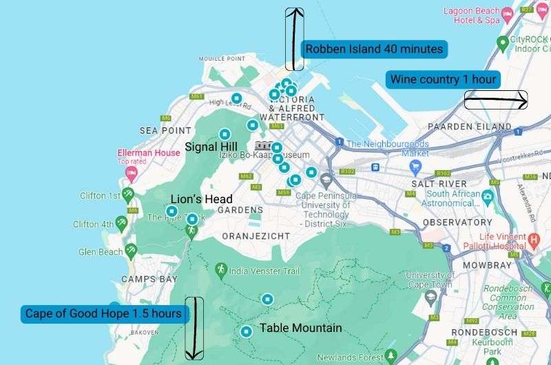 Cape Town itinerary map