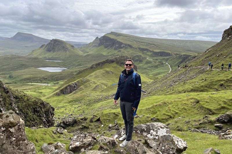 A tourist in Scotland’s Isle of Skye	