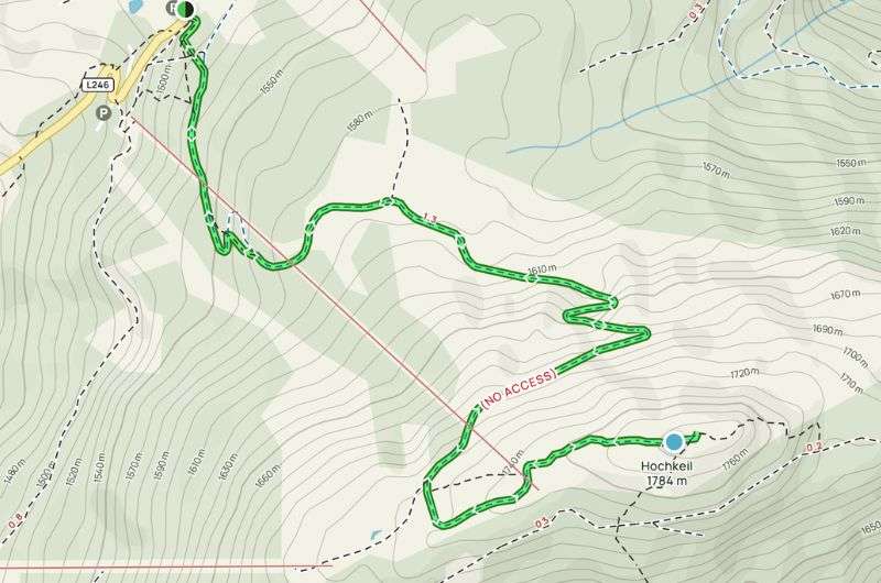 A map of the Hochkeil hike, one of the best hikes in Austria