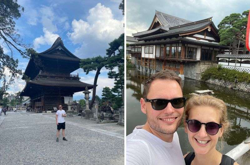 Tourists in Kenzo Ji, Nagano in Japan