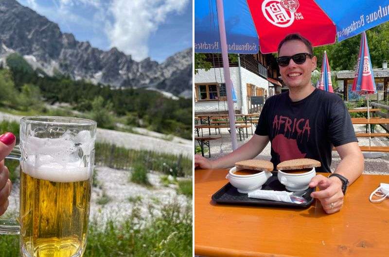 Eating and drinking beer in a restaurant in Germany