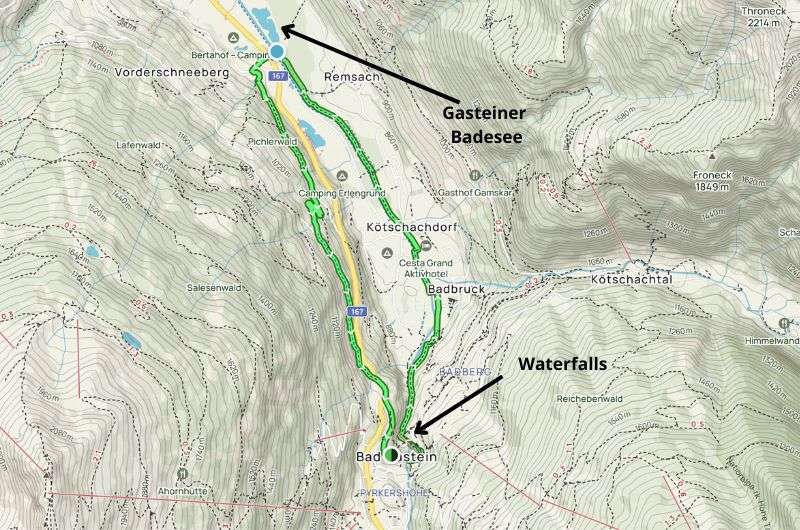 Map of hike from Bad Gastein to Vorderschneeberg
