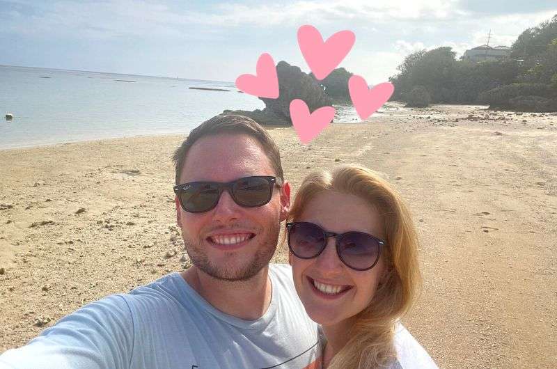 Couple travelling in Okinawa, Japan