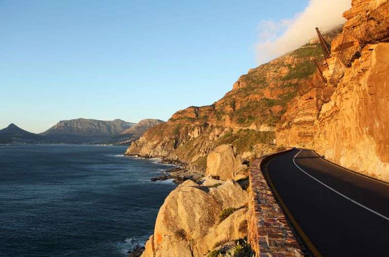 Driving to Chapman’s peak near Cape Town, South Africa