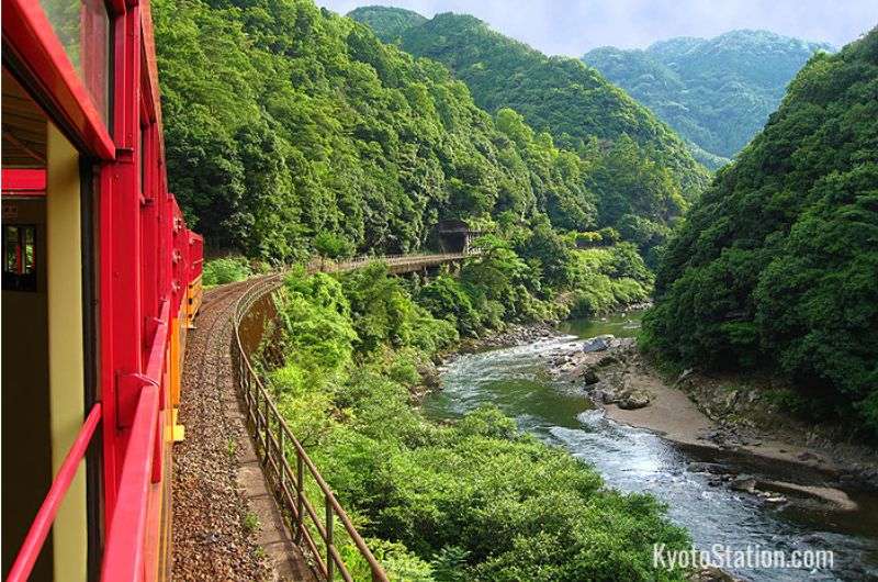 Arashiyama Sagano Romantic Train in Kyoto, Japan