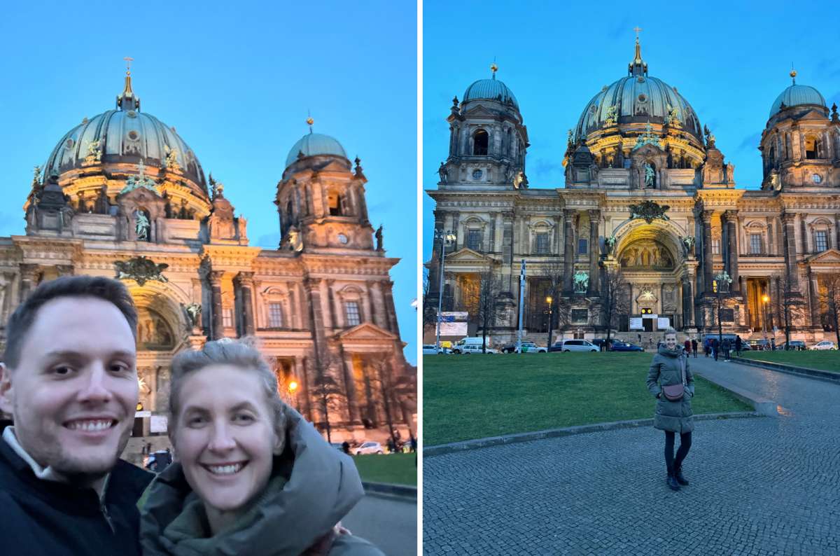 Collage of two evening photos at Berlin Cathedral, Germany, photo by Next Level of Travel