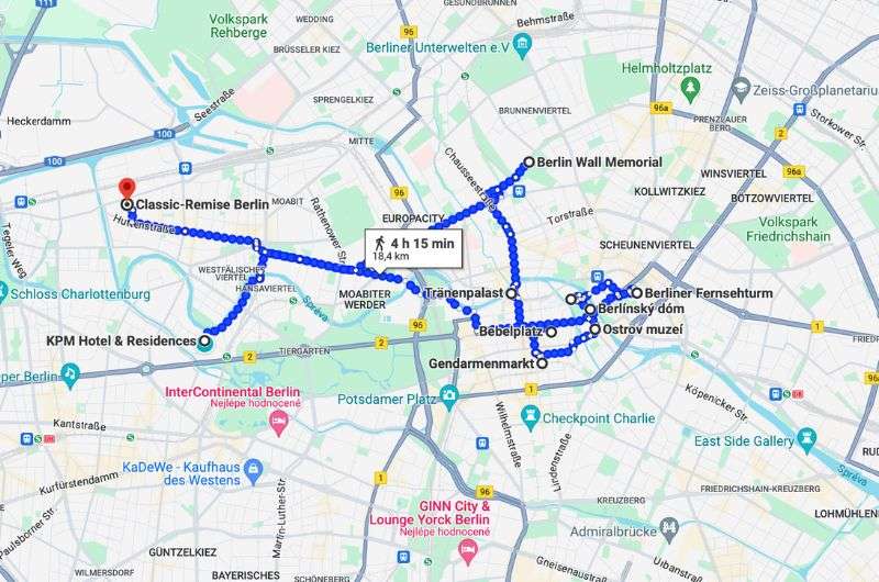 Map of the third day of the itinerary in Berlin.