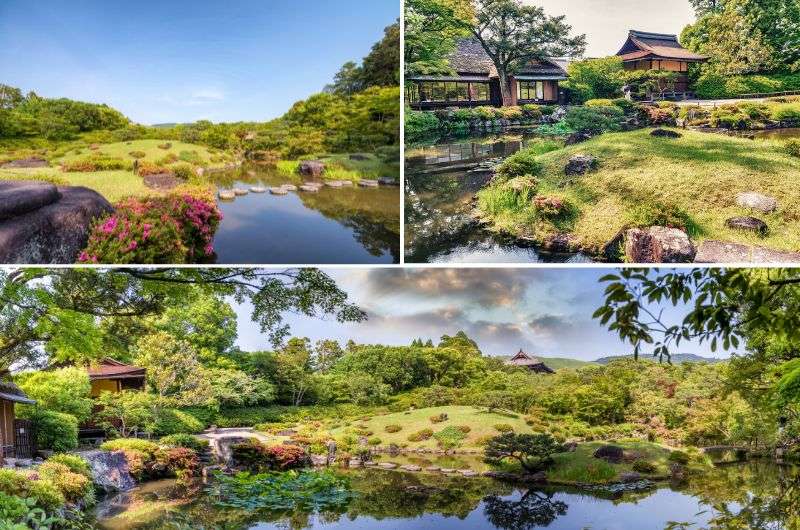 Yoshikien and Isuien Gardens in Nara, Japan