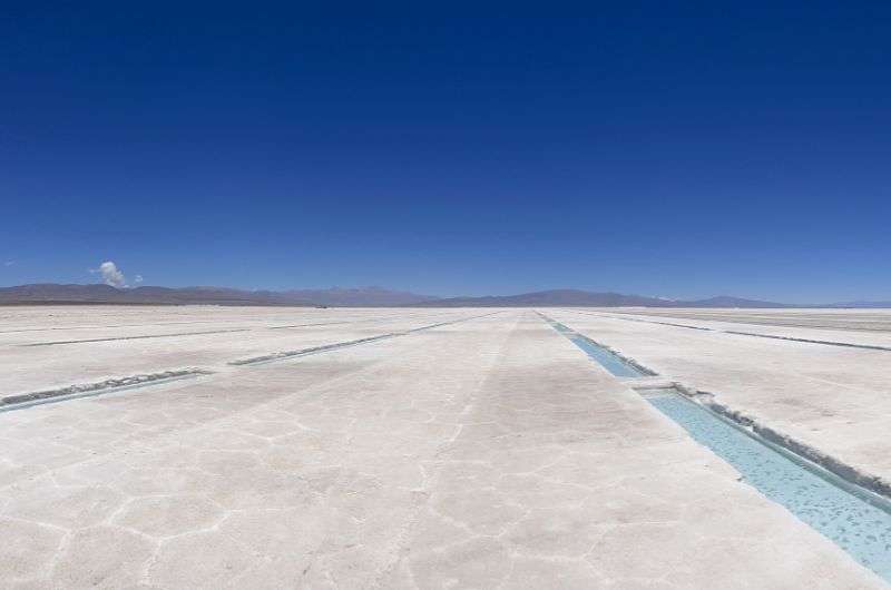 Salt flats in Salinas Grandes in Argentina