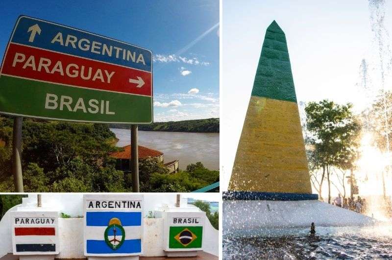 Argentinean obelisk and the 3 borders landmark in Argentina