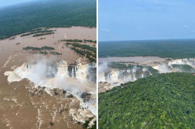Helicopter views of Iguazu Falls in Argentina