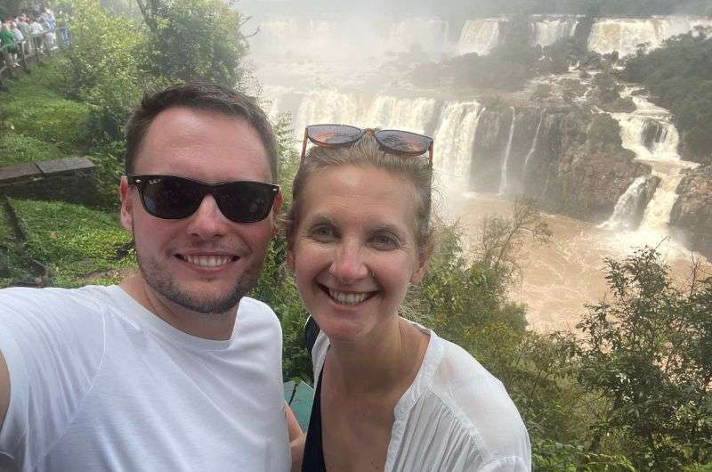 Tourists at the Iguazu Falls view, Argentina