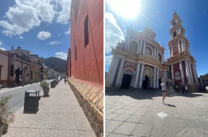 Streets and the Cathedral of Salta in Argentina