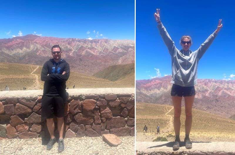 Tourists at the 14 colored mountains in Argentina