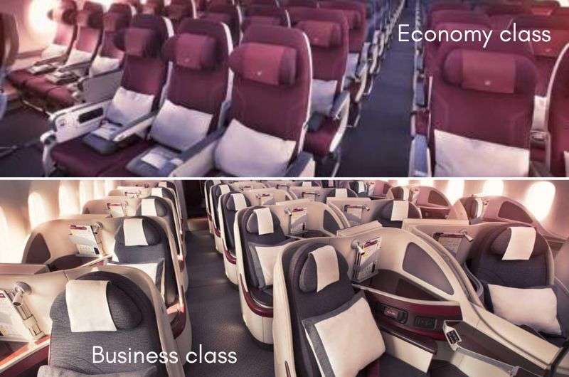 The Economy and Business class of Qatar Airways