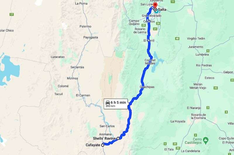 Map of the third day of Salta&Jujuy itinerary