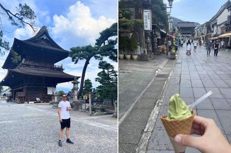 Exploring Zenko-ji temple in Nagano with ice cream in hand, visiting Nagani in the summer