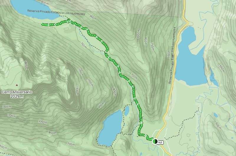 Map of the Laguna del Diablo trail, Patagonia