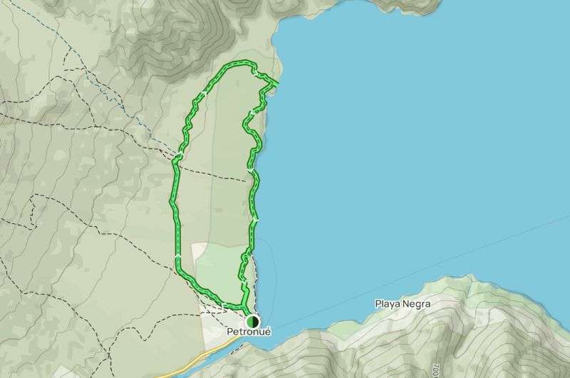 Map of the Sendero Los Alerces hike, Patagonia