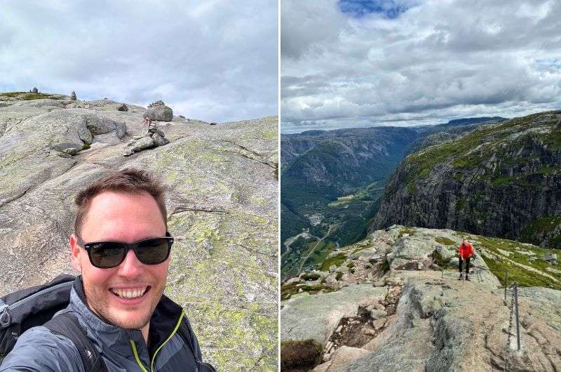 Travelers climbing a steep Kjerag hike in Norway, photos by Next Level of Travel