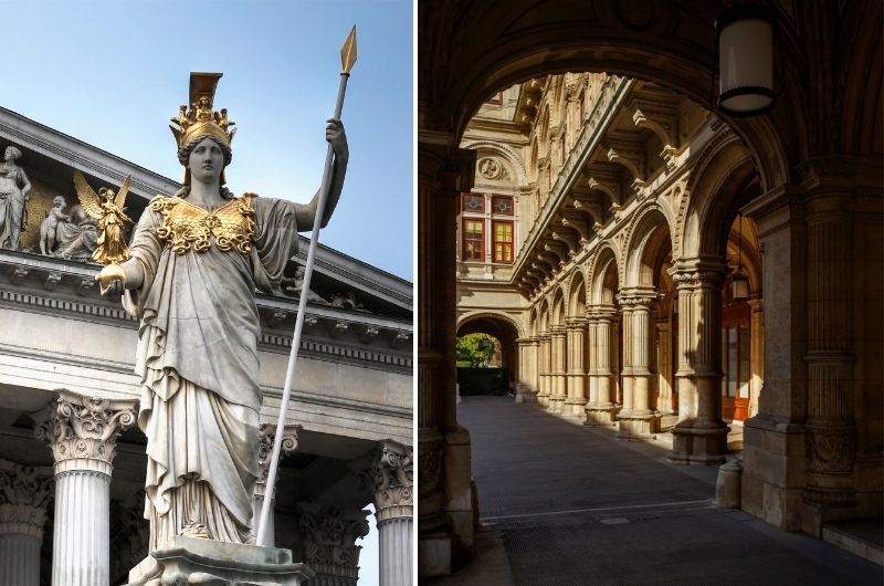 Statues and architecture in Vienna, Austria