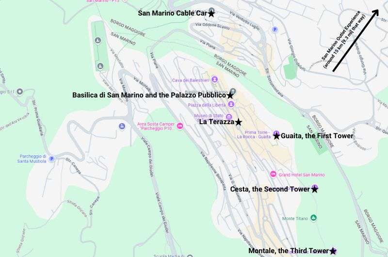 Map of the City of San Marino (Città di San Marino), photo by Next level of travel