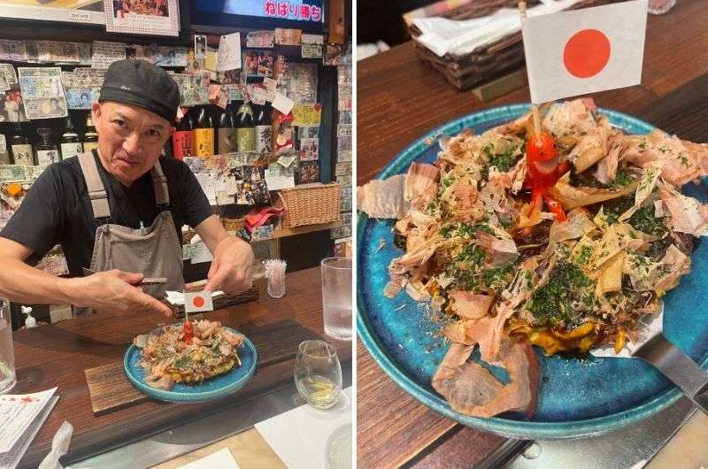 Chef at Teppan Tavern Tenamonya, restaurant in Kyoto, Japan, photo by Next level of Travel