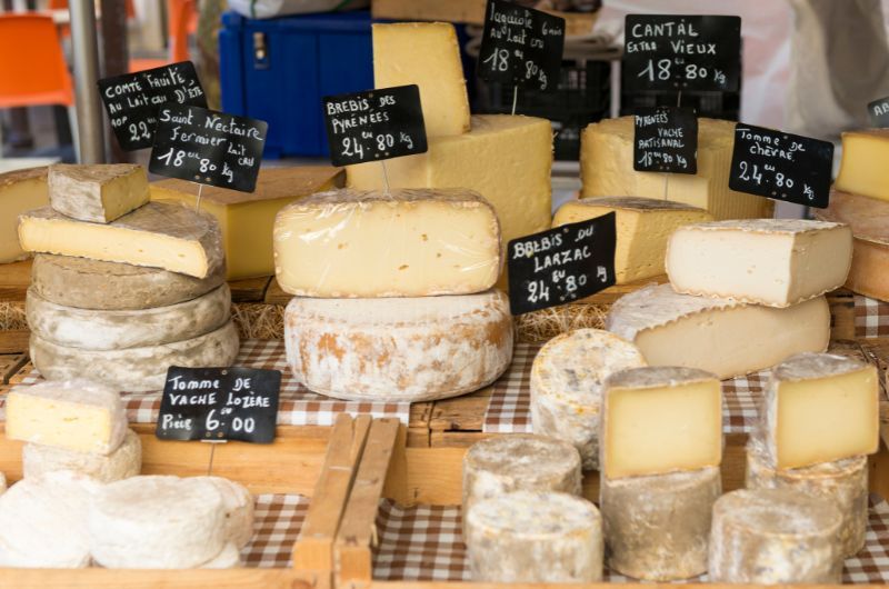 a selection of French cheeses
