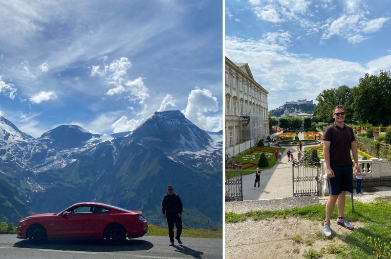 Car on road in Austrian Alps and tourist in Salzburg, Austria, Photo by next level of travel
