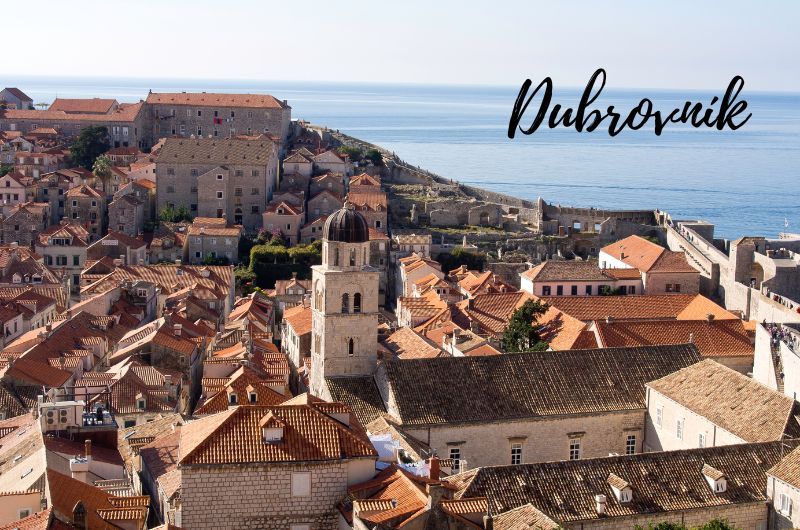 Dubrovnik Old Town with the Adriatic in the background, Croatia