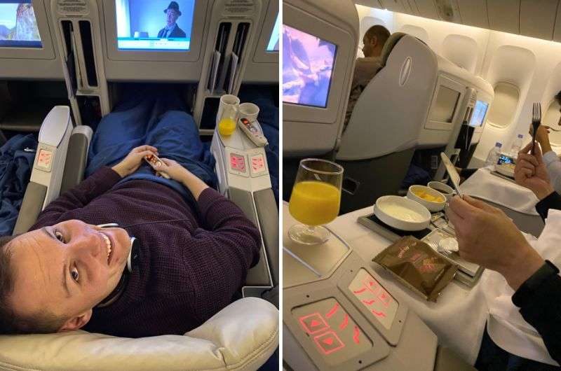 tourist on board the plane on the way to Chile, photo by Next level of travel