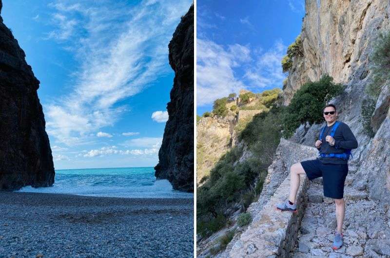 tourist on the hike and on the beach in Mallorca, Spain, photo by Next level of travel