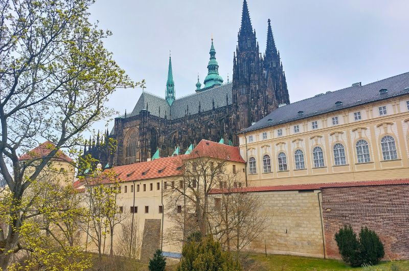 The beautiful Prague Castle with St. Vitus Cathedral, view over Deer Moat, Czech Republic, photo by Next Level of Travel