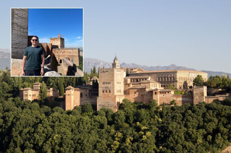 Tourist on the walls of Alhambra castle, Granada, Spain, photo by Next level of travel