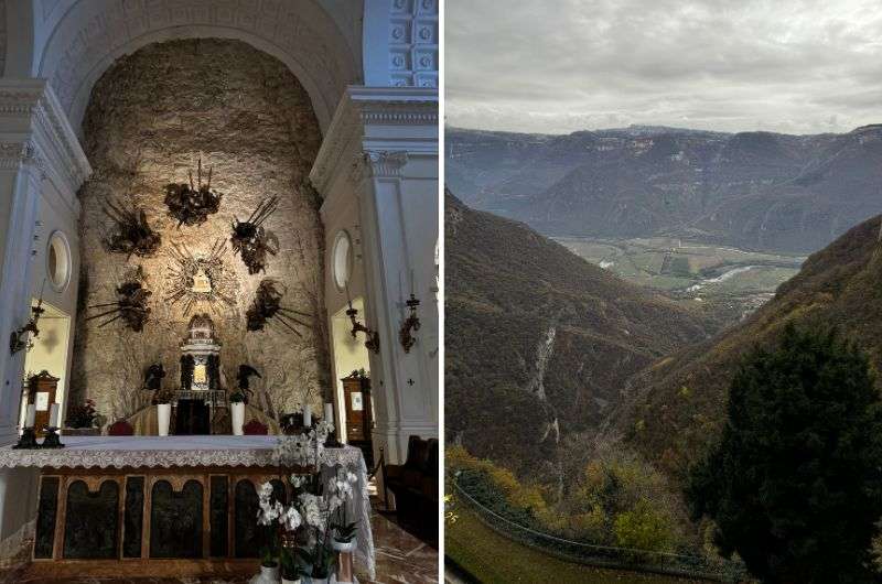 interior and view from the Sanctuary of Madonna della Corona, Italy, photo by Next level of travel
