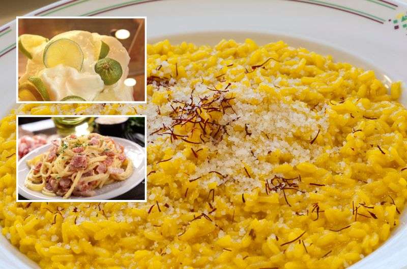 risotto alla tinca,  fresh pasta, lemon gelato, Italian cuisine