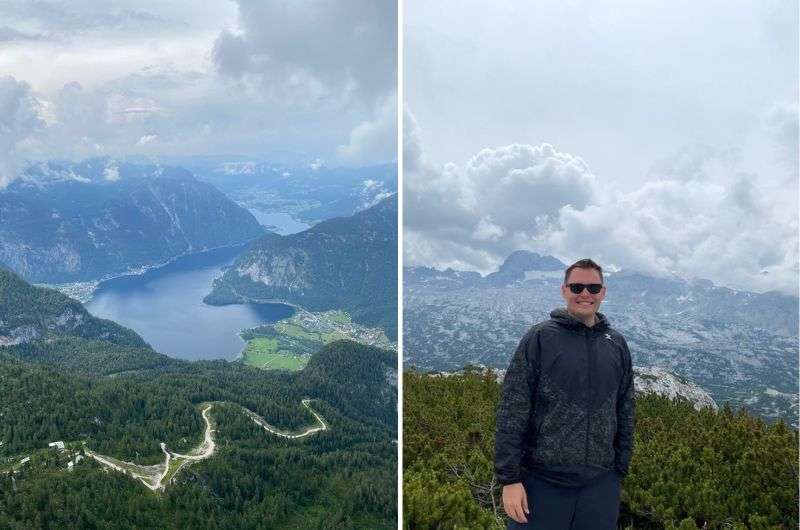 A tourist at the Dachstein Krippenstein mountain viewpoint, Hallstatt itinerary, Austria, photo by Next Level of Travel