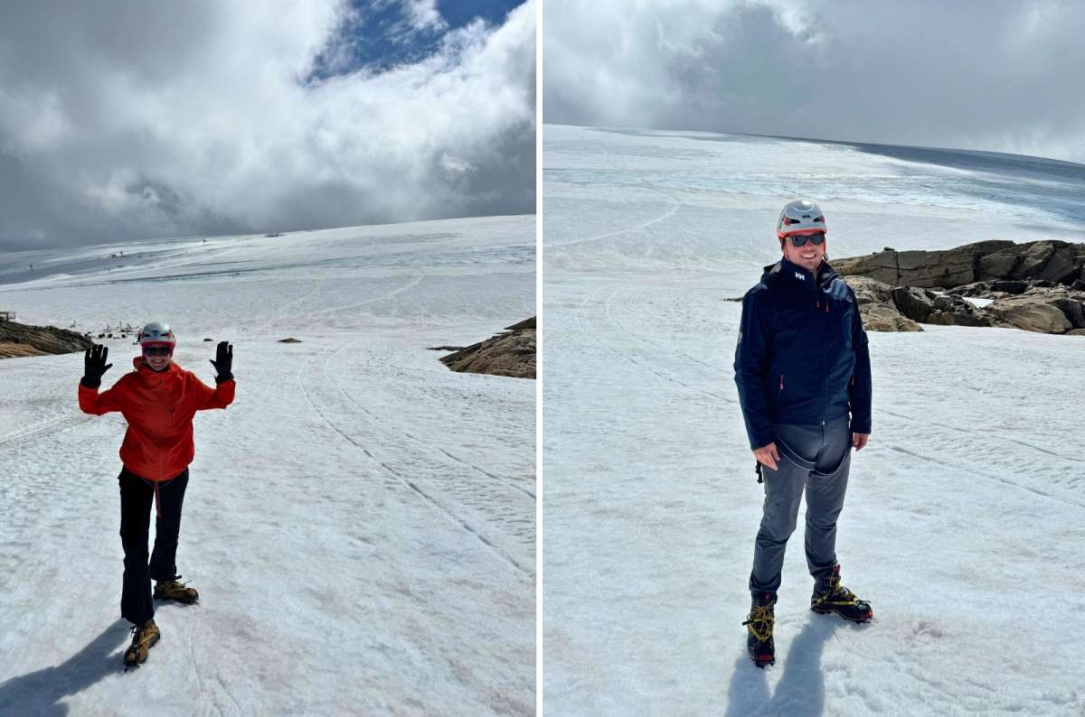 Couple posing on Perito Moreno Glacier, Argentina in two weeks itinerary, photo by Next Level of Travel