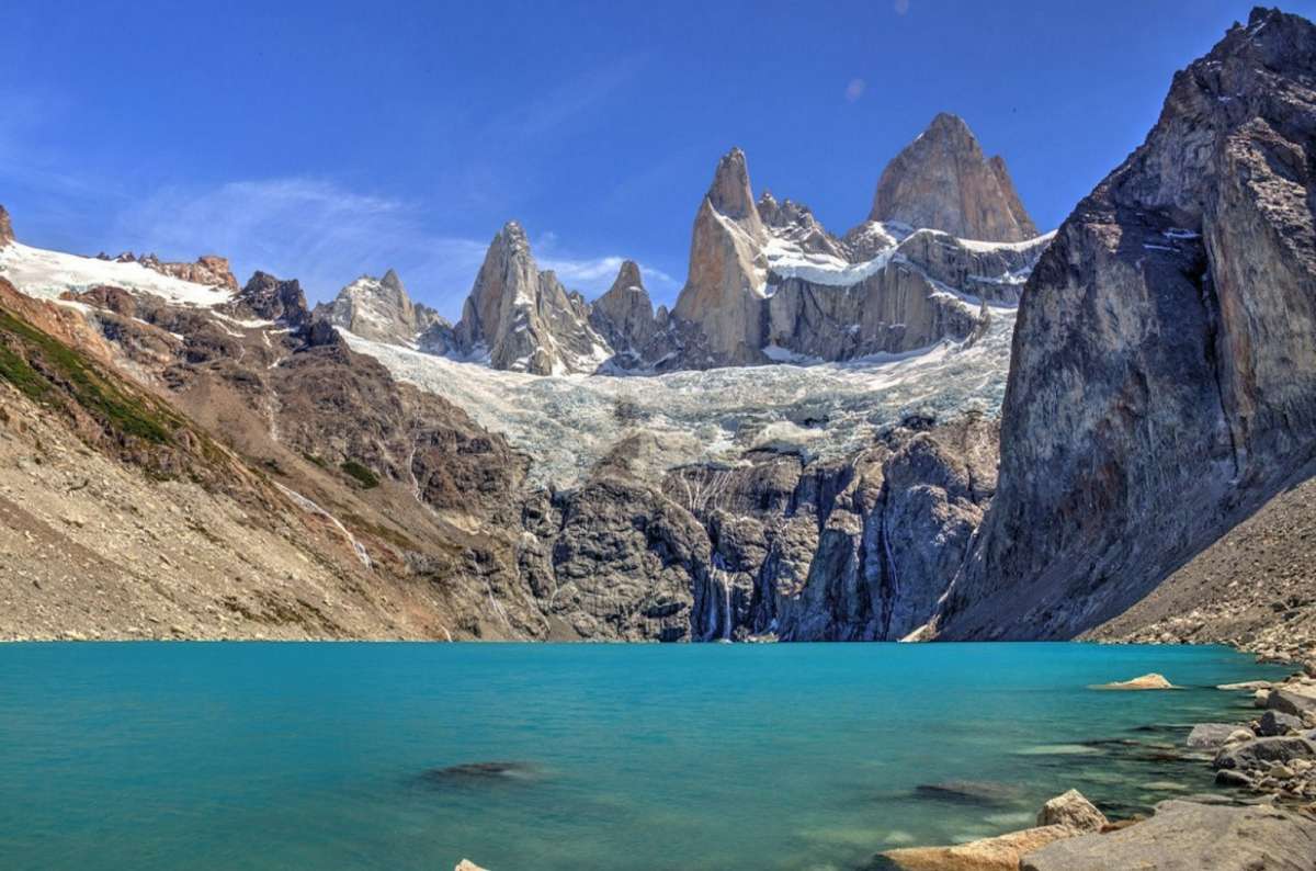 Turquoise waters of Laguna Sucia in Patagonia, Argentina