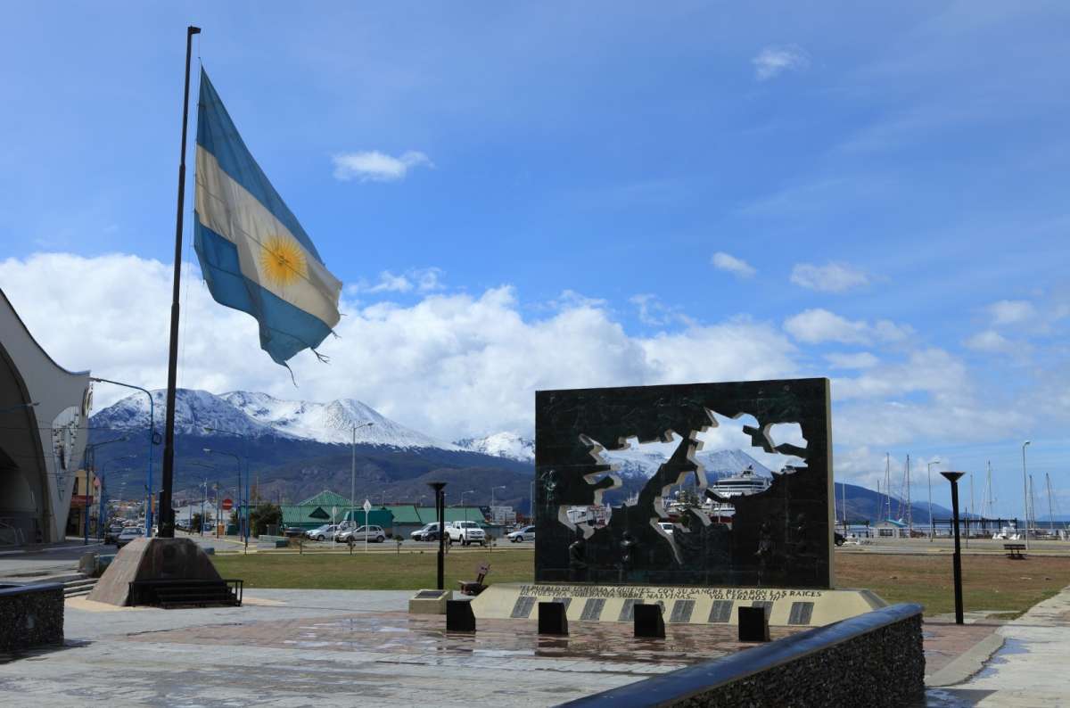 Ushuaia with the Argentine flag