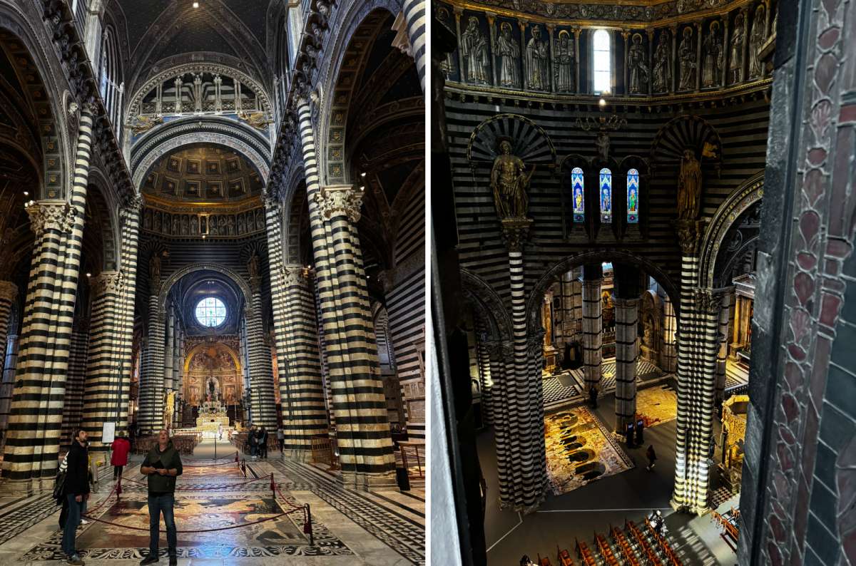 a photo from the inside of the Cathedral, showing the intricate interior, Siena, Italy, photo by Next Level of Travel