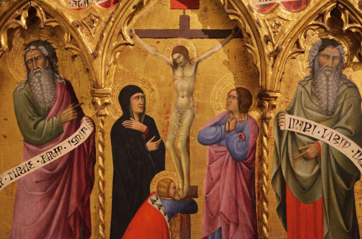 a photo of one of the paintings of Saint biblical characters in the National Picutre Gallery of Siena, Italy
