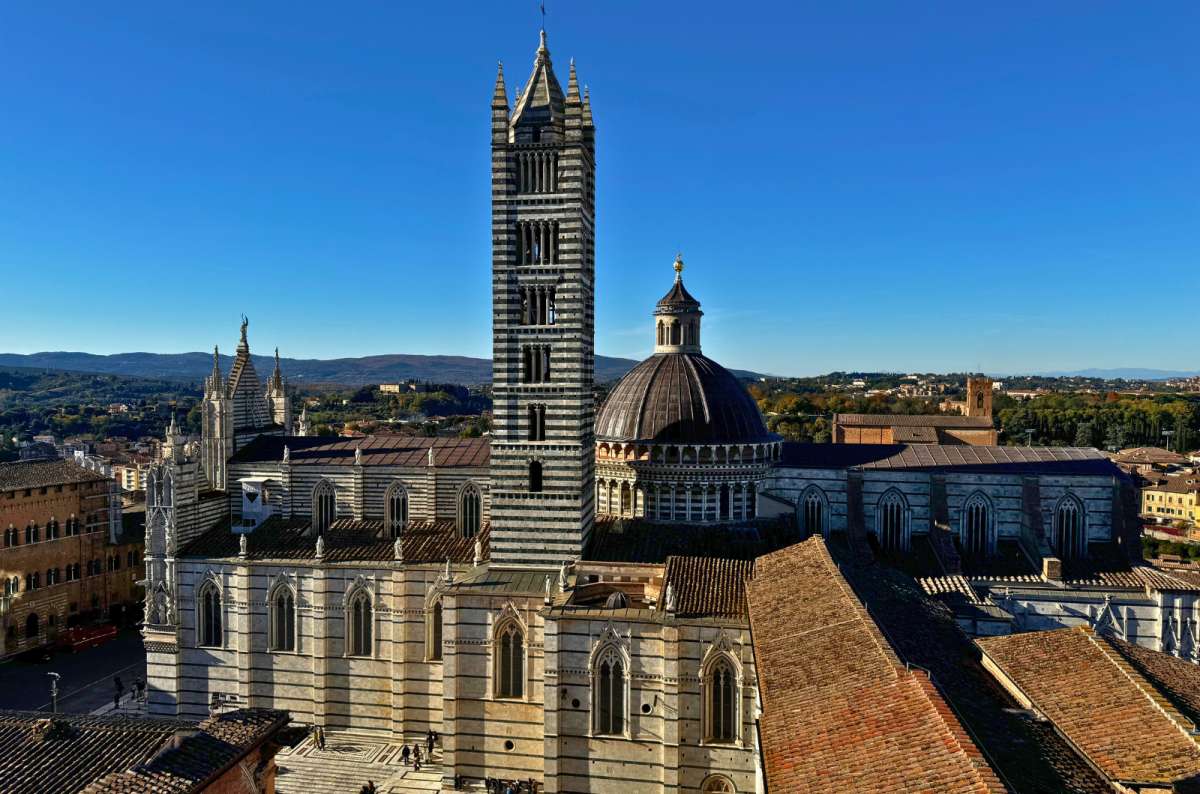 the view from the Facciatone Panorama towards Siena Cathedral, day trip from Florence to Siena, Italy, photo by Next Level of Travel